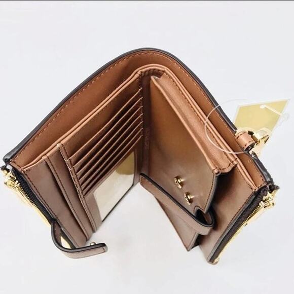 NWT Michael Kors Jaycee Medium Zip Pocket Backpack & wallet brown - Picture 11 of 11